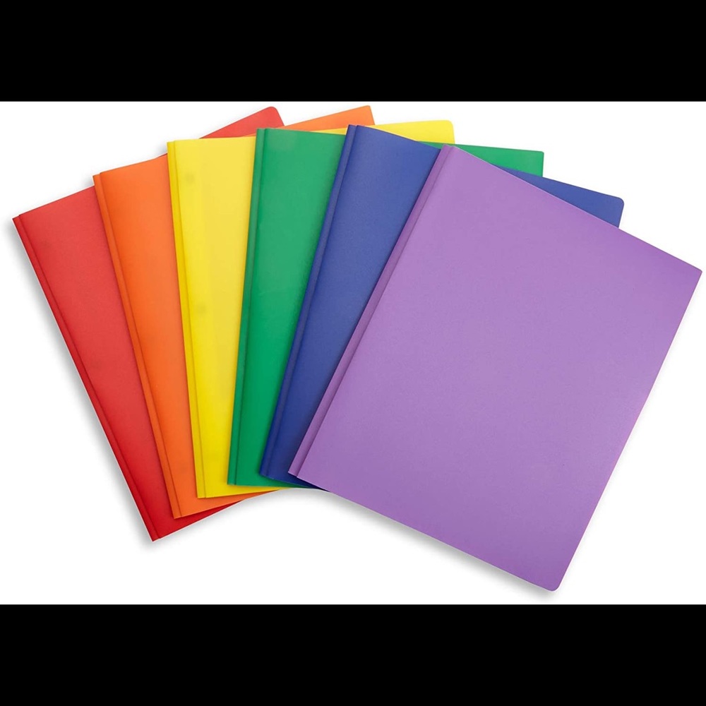 *BRAND NEW* Staples Bright Rainbow Assorted Colors PaperPocket Folders 3RingHole